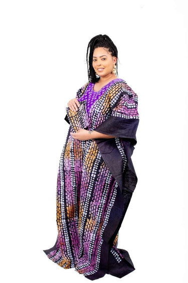 Smooth Visage Modern African Print Adire Boubou Kaftan Gown - Smooth Visage