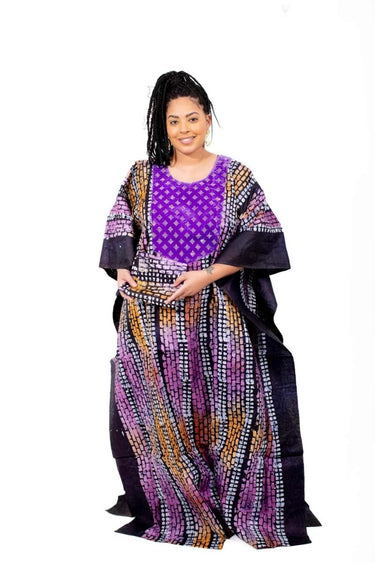 Smooth Visage Modern African Print Adire Boubou Kaftan Gown - Smooth Visage