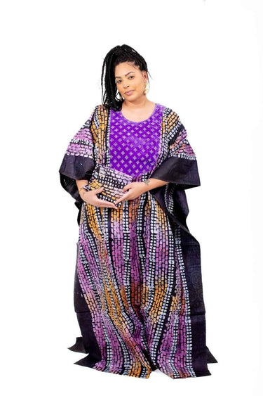 Smooth Visage Modern African Print Adire Boubou Kaftan Gown - Smooth Visage