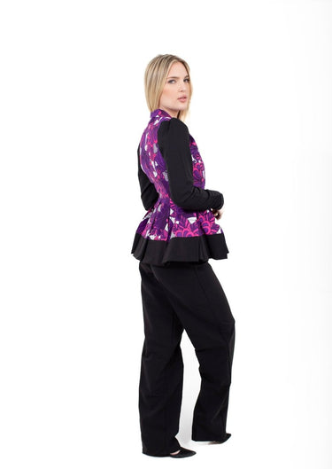 Smooth Visage Purple Ankara and Crepe Pant Set for Women - Smooth Visage