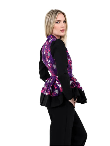 Smooth Visage Purple Ankara and Crepe Pant Set for Women - Smooth Visage