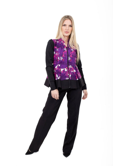 Smooth Visage Purple Ankara and Crepe Pant Set for Women - Smooth Visage