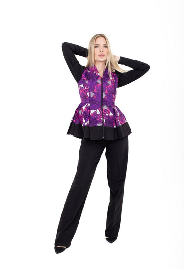 Smooth Visage Purple Ankara and Crepe Pant Set for Women - Smooth Visage