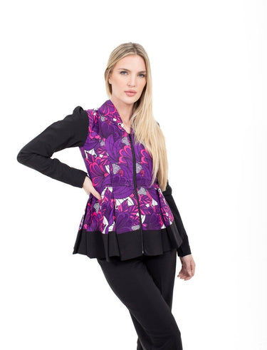 Smooth Visage Purple Ankara and Crepe Pant Set for Women - Smooth Visage