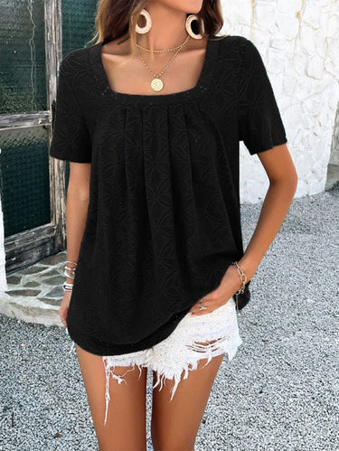 Spring and summer casual solid color short - sleeved T-shirt tops - Smooth Visage