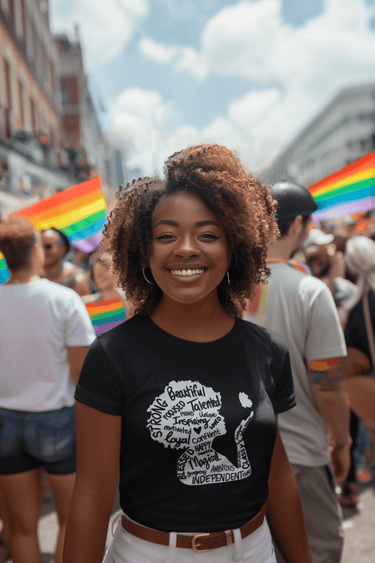 Strong, Beautiful & Confident – Afro Empowerment Word Art T-Shirt - Smooth Visage