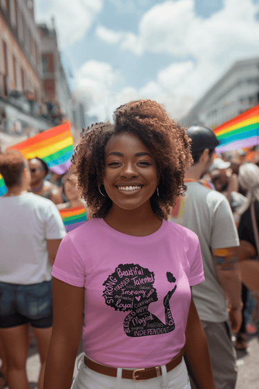 Strong, Beautiful & Confident – Afro Empowerment Word Art T-Shirt - Smooth Visage