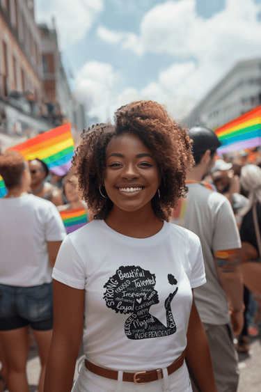 Strong, Beautiful & Confident – Afro Empowerment Word Art T-Shirt - Smooth Visage