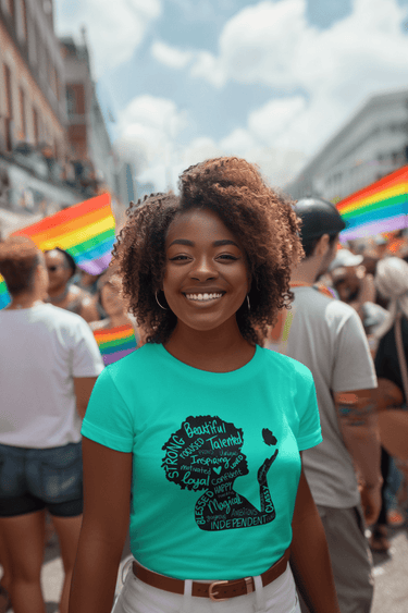 Strong, Beautiful & Confident – Afro Empowerment Word Art T-Shirt - Smooth Visage