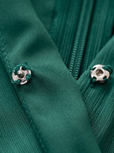 V - neck elegant long - sleeved multi - layered dress - Smooth Visage