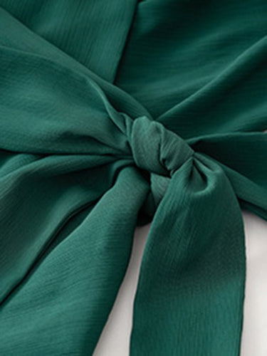 V - neck elegant long - sleeved multi - layered dress - Smooth Visage