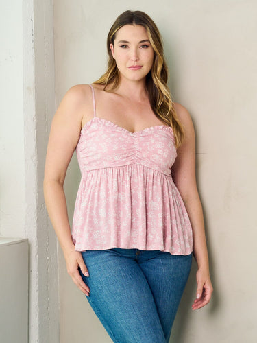 Smocked Ruffle Peplum Tank Top – Dusty Blue | Plus Size Summer Top
