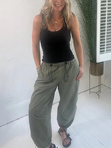 Women's Fashion Urban Casual Ladies Collage Straight Leg Pants Mid Rise Casual Pants - Smooth Visage