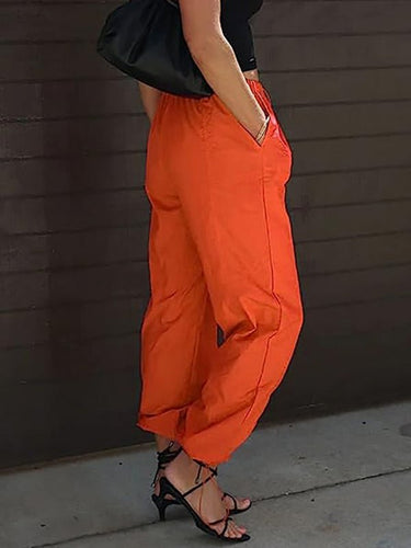 Women's Pants Casual Solid Color Pocket Elastic Waist Jogging Hip Hop Dance Pants - Smooth Visage