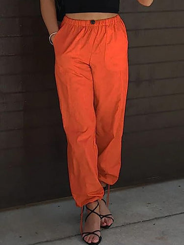 Women's Pants Casual Solid Color Pocket Elastic Waist Jogging Hip Hop Dance Pants - Smooth Visage