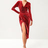 Women's sequin velvet high slit sexy dress - Smooth Visage