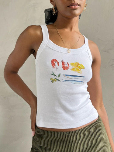 Women's simple printed hot girl camisole vest - Smooth Visage