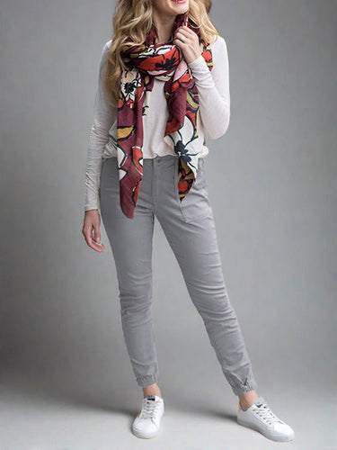 Women's Slim Pocket Cropped Pants New Solid Color Lace - Up Leisure Pants - Smooth Visage