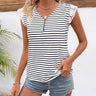 Women's striped lace patchwork short - sleeved top - Smooth Visage