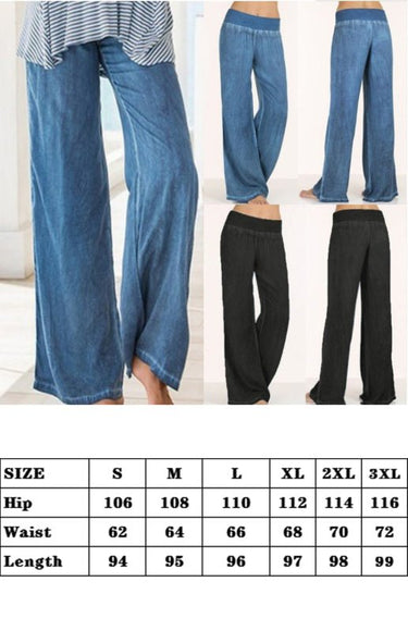 Women's Thin Denim Wide - Legged Pants Pants - Smooth Visage