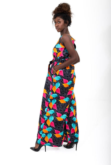 Eshe Multicolor Leave Print Ankara Jumpsuit - Smooth Visage