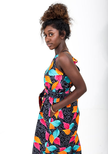 Eshe Multicolor Leave Print Ankara Jumpsuit - Smooth Visage