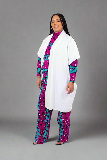 Smooth Visage Ankara Women's Turtle Neck and Kimono Jacket Set - Smooth Visage