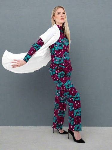 Smooth Visage Ankara Women's Turtle Neck and Kimono Jacket Set - Smooth Visage