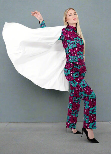 Smooth Visage Ankara Women's Turtle Neck and Kimono Jacket Set - Smooth Visage