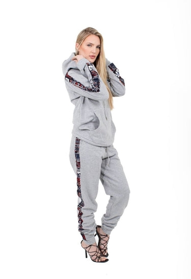 Smooth Visage Gray Luxe Hoodie with Ankara Accent Sleeves - Smooth Visage