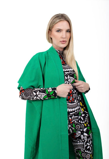 Smooth Visage Green Turtle Neck Top, Pant and Kimono Set - Smooth Visage