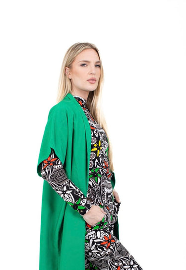 Smooth Visage Green Turtle Neck Top, Pant and Kimono Set - Smooth Visage
