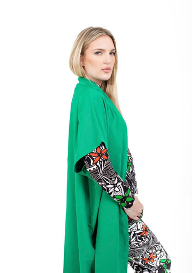 Smooth Visage Green Turtle Neck Top, Pant and Kimono Set - Smooth Visage