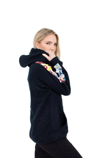 Smooth Visage Handmade Navy Blue African Print Design Women's Hoodie Sweatshirt - Smooth Visage