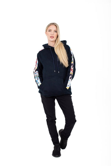 Smooth Visage Handmade Navy Blue African Print Design Women's Hoodie Sweatshirt - Smooth Visage