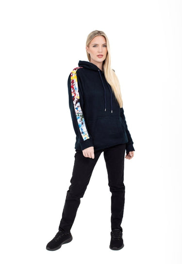 Smooth Visage Handmade Navy Blue African Print Design Women's Hoodie Sweatshirt - Smooth Visage