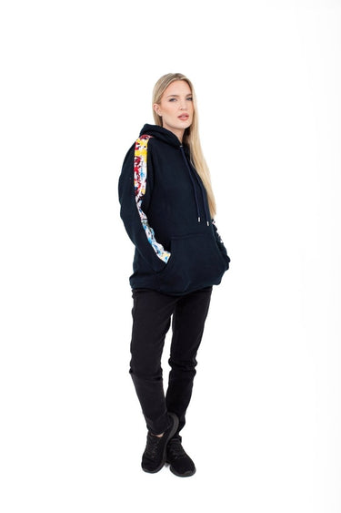 Smooth Visage Handmade Navy Blue African Print Design Women's Hoodie Sweatshirt - Smooth Visage