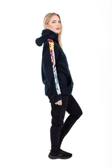 Smooth Visage Handmade Navy Blue African Print Design Women's Hoodie Sweatshirt - Smooth Visage