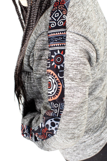 Smooth Visage Hoodie for Women with African Print Sleeve Design - Smooth Visage