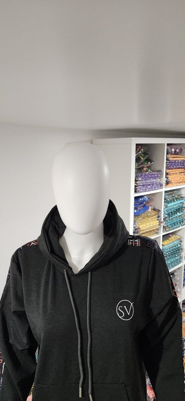 Smooth Visage Hoodie for Women with African Print Sleeve Design - Smooth Visage