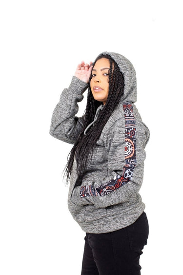 Smooth Visage Hoodie for Women with African Print Sleeve Design - Smooth Visage