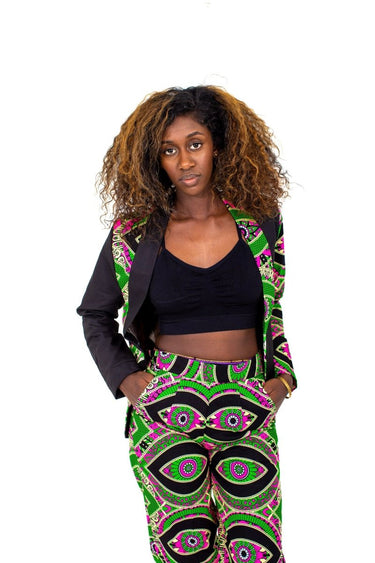 Smooth Visage Mia's Full Ankara Print Women's Tuxedo Jacket and Pant - Smooth Visage