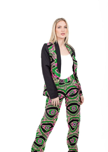 Smooth Visage Mia's Full Ankara Print Women's Tuxedo Jacket and Pant - Smooth Visage