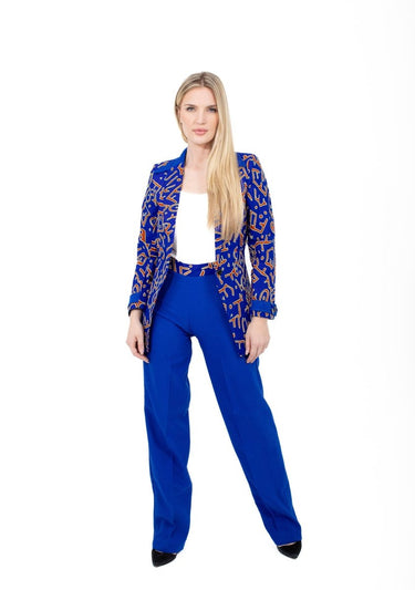 Smooth Visage Unique Blue Ankara Mix African Print Blazer and Pant Set - Smooth Visage