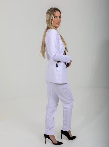 Women’s Asymmetrical Wrap Blazer Suit – African Print Ankara & Crepe Two - Piece Set | Elegant Workwear & Formal Outfit - Smooth Visage