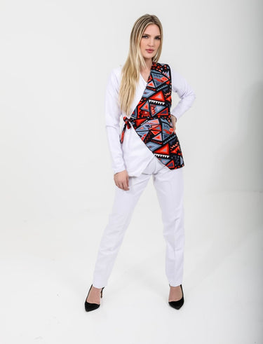 Women’s Asymmetrical Wrap Blazer Suit – African Print Ankara & Crepe Two - Piece Set | Professional & Formal Outfit - Smooth Visage